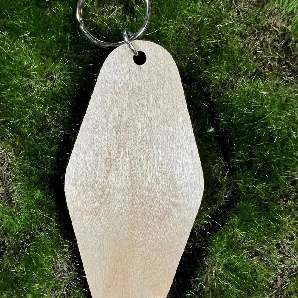 I VIBE, WE ALL VIBE Handmade Organic Wood Motel Style Mantra Engraved Keychain